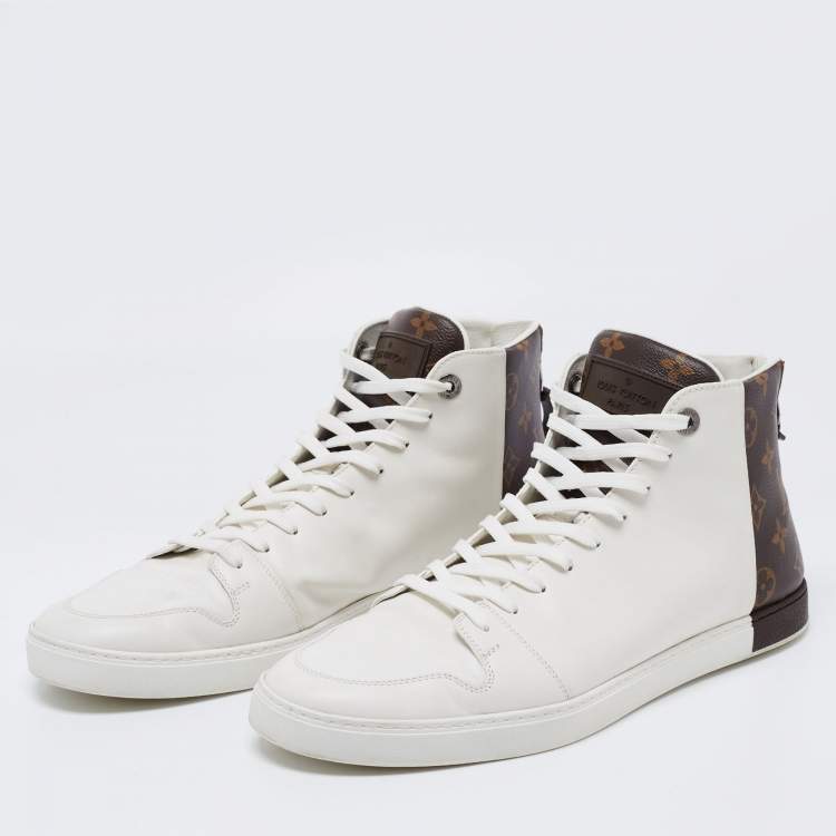 Louis Vuitton White/Brown Leather and Monogram Canvas Line Up High