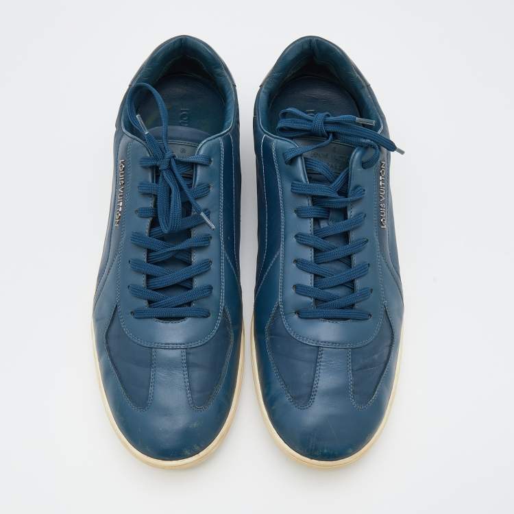 Pre Owned Louis Vuitton Blue Leather Leisure Low Top Sneakers Size 46
