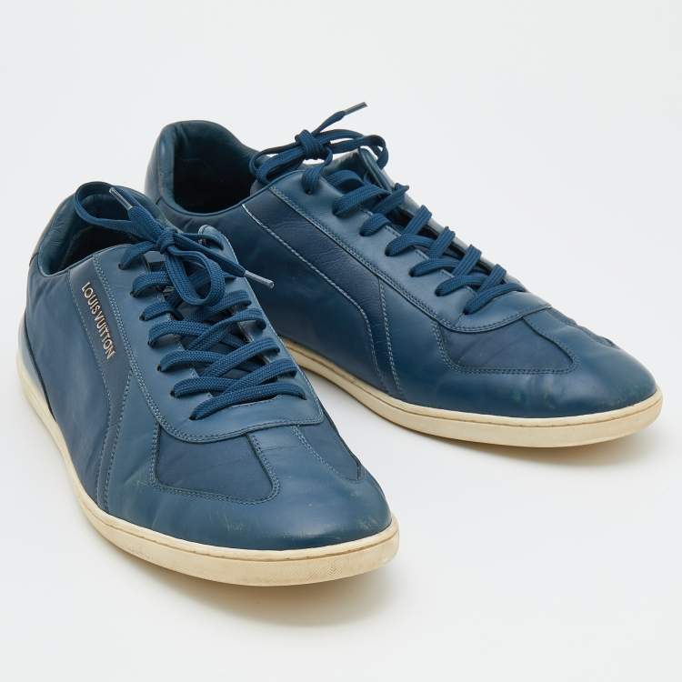 Pre Owned Louis Vuitton Blue Leather Leisure Low Top Sneakers Size 46