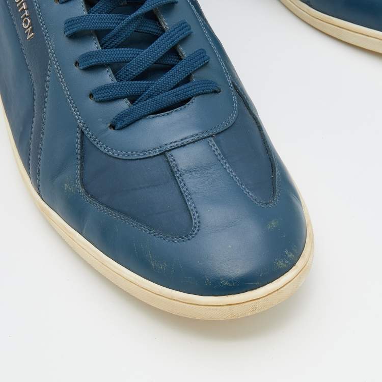 Pre Owned Louis Vuitton Blue Leather Leisure Low Top Sneakers Size 46