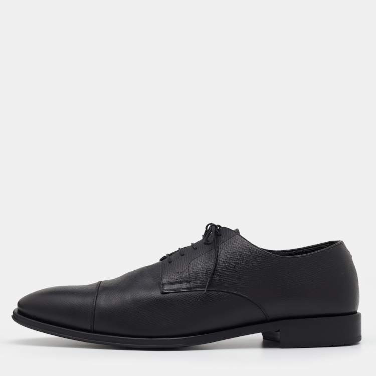 Pre Owned Louis Vuitton Black Leather Lace Up Derby Size 44