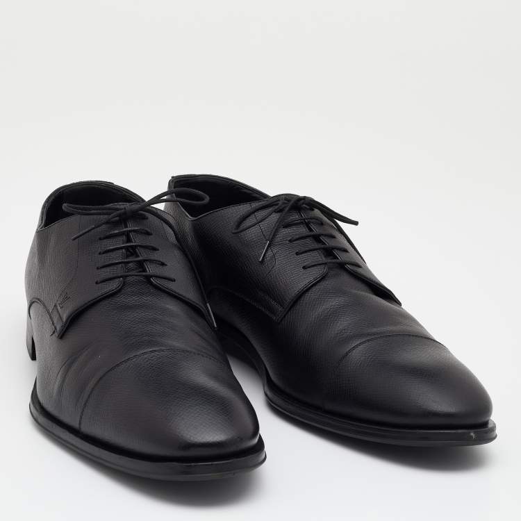 Pre Owned Louis Vuitton Black Leather Lace Up Derby Size 44