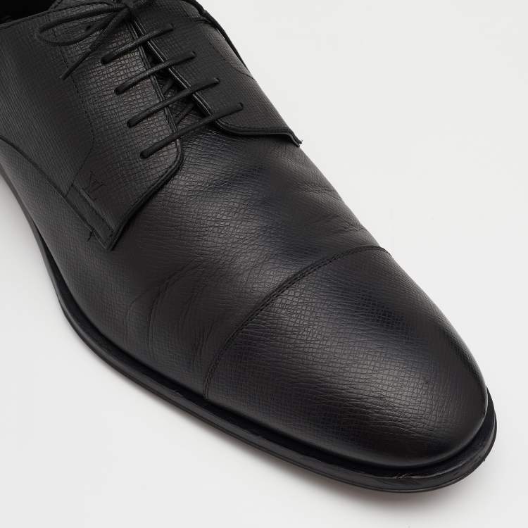 Pre Owned Louis Vuitton Black Leather Lace Up Derby Size 44