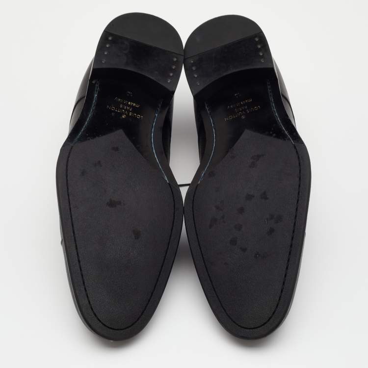 Pre Owned Louis Vuitton Black Leather Lace Up Derby Size 44