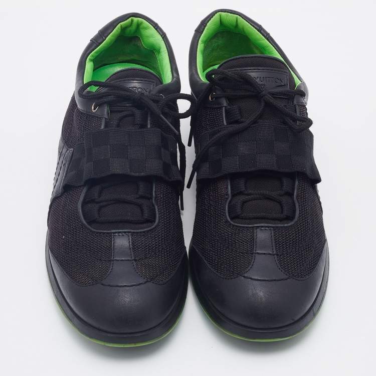 Pre Owned Louis Vuitton Black Fabric And Leather Low Top Sneakers Size 39