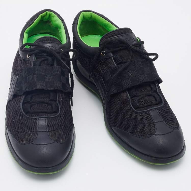 Pre Owned Louis Vuitton Black Fabric And Leather Low Top Sneakers Size 39