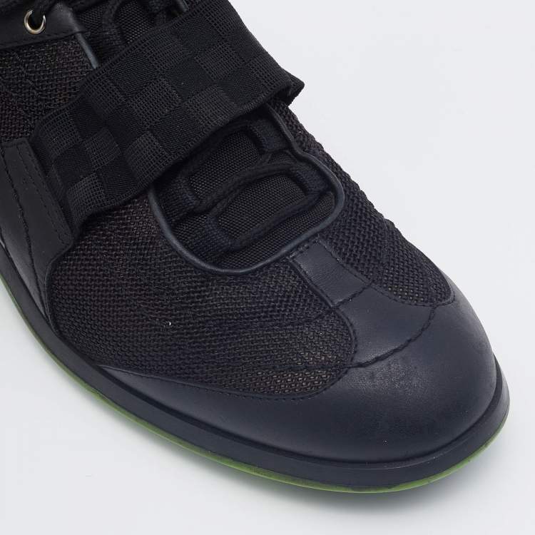 Pre Owned Louis Vuitton Black Fabric And Leather Low Top Sneakers Size 39