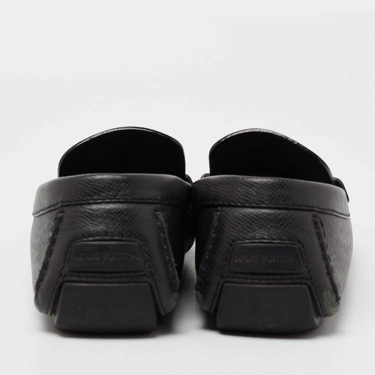Pre Owned Louis Vuitton Black Leather Monte Carlo Slip On Loafers Size 42.5