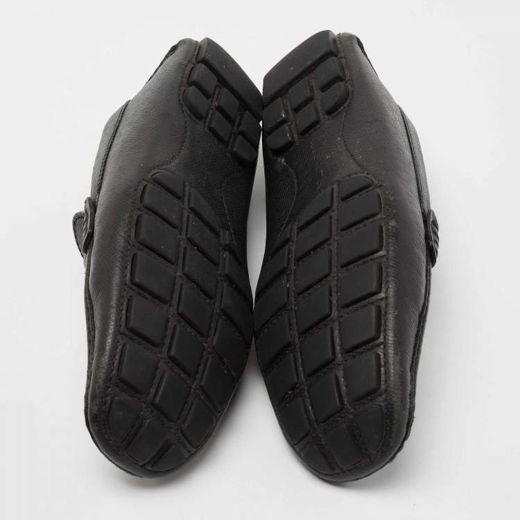 Pre Owned Louis Vuitton Black Leather Monte Carlo Slip On Loafers Size 42.5
