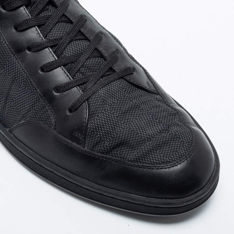 مملوكة مسبقًا Louis Vuitton Black Damier Graphite Nylon And Leather Offshore Sneakers Size 43