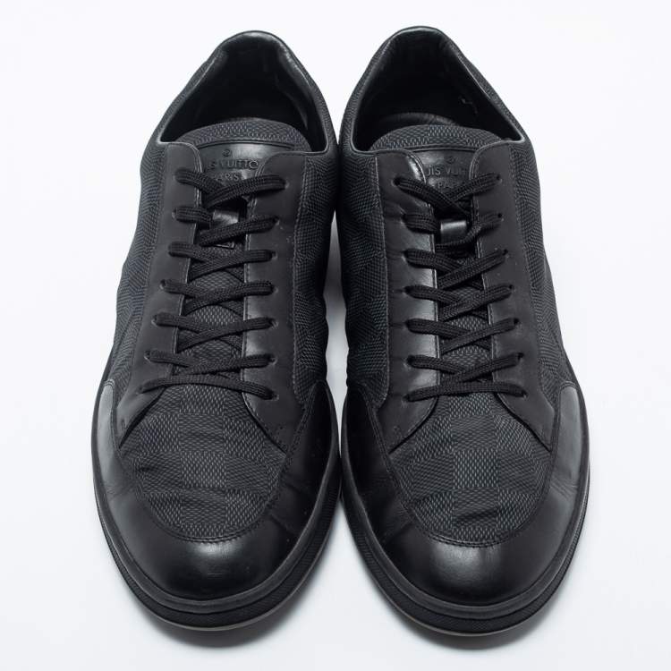 مملوكة مسبقًا Louis Vuitton Black Damier Graphite Nylon And Leather Offshore Sneakers Size 43