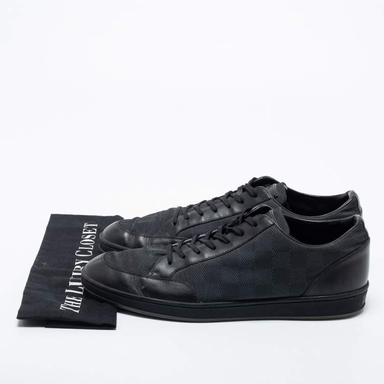 مملوكة مسبقًا Louis Vuitton Black Damier Graphite Nylon And Leather Offshore Sneakers Size 43