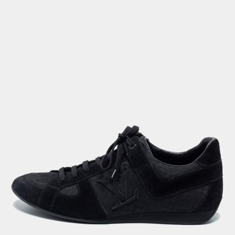 Pre Owned Louis Vuitton Black Petit Damier Canvas and Suede Vibes Sneakers Size 43
