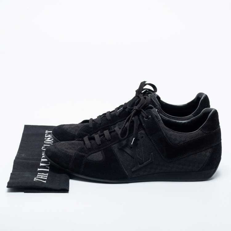 Pre Owned Louis Vuitton Black Petit Damier Canvas and Suede Vibes Sneakers Size 43