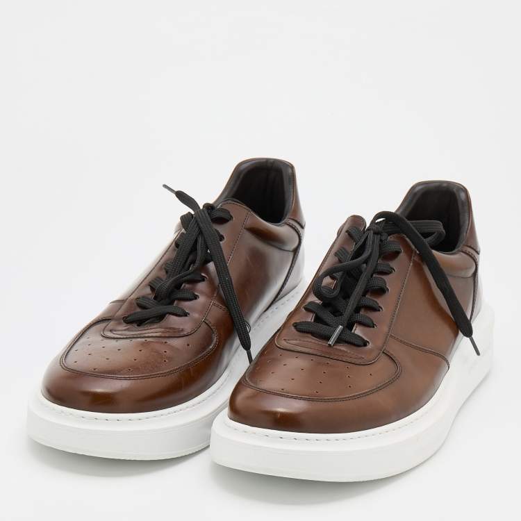 Louis Vuitton Brown Leather Lace Up Sneakers Size 46 Louis Vuitton