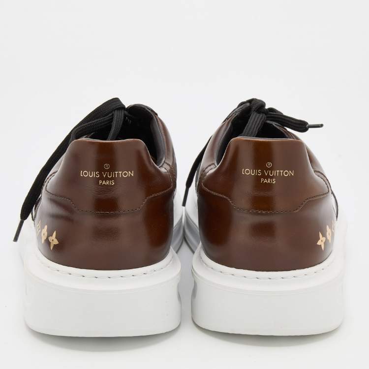 Pre Owned Louis Vuitton Brown Leather Lace Up Sneakers Size 46