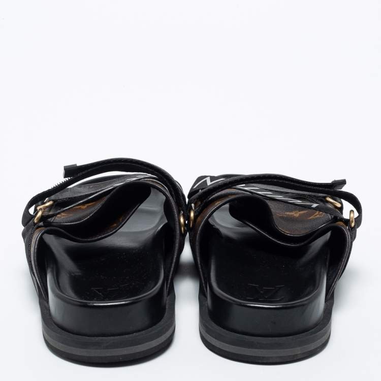 مملوكة مسبقًا Louis Vuitton Brown/Black Monogram Canvas And Nylon Honolulu Flat Sandals Size 42.5