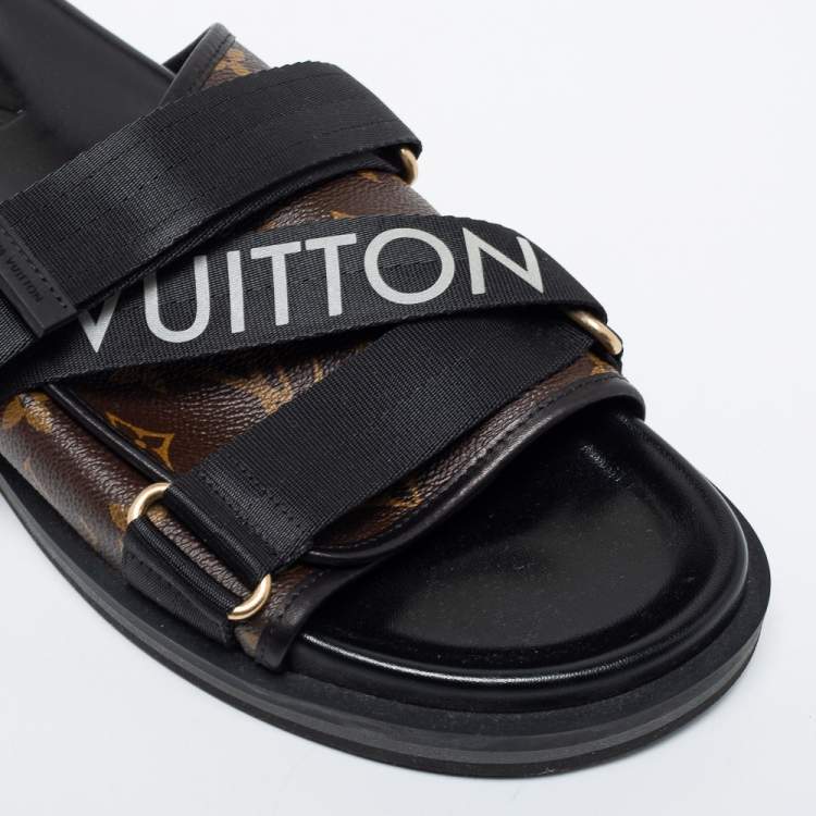 مملوكة مسبقًا Louis Vuitton Brown/Black Monogram Canvas And Nylon Honolulu Flat Sandals Size 42.5