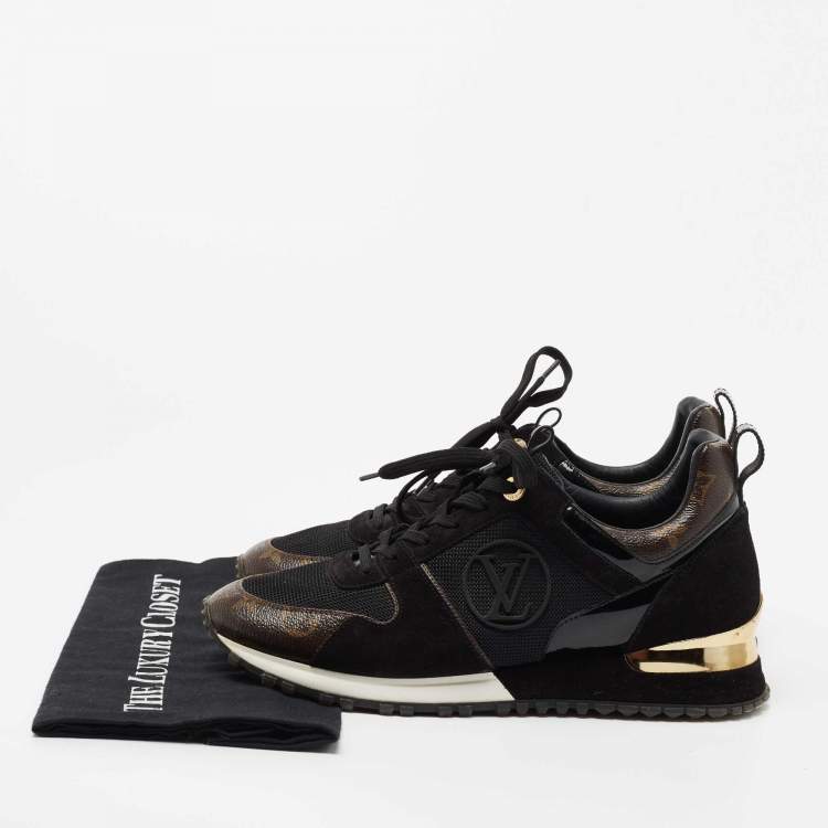 Pre Owned Louis Vuitton Brown Canvas and  Mesh Run Away Sneakers Size 40