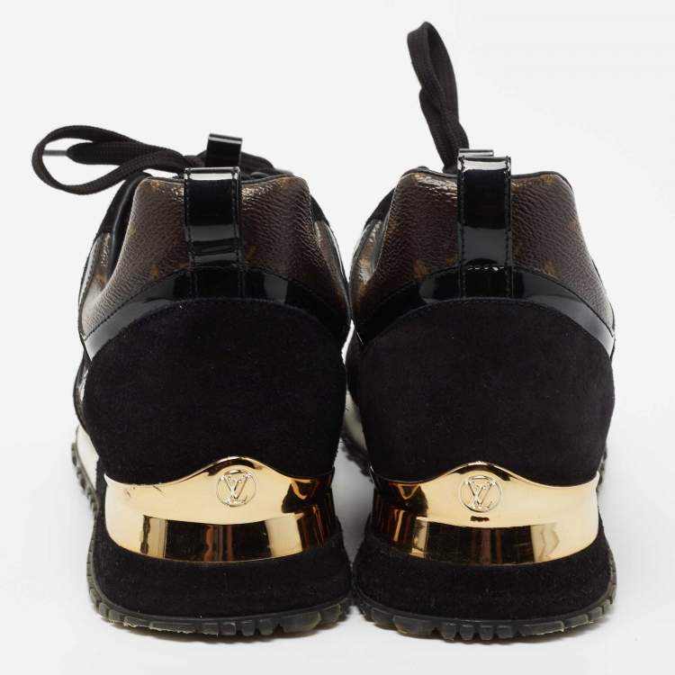 Pre Owned Louis Vuitton Brown Canvas and  Mesh Run Away Sneakers Size 40