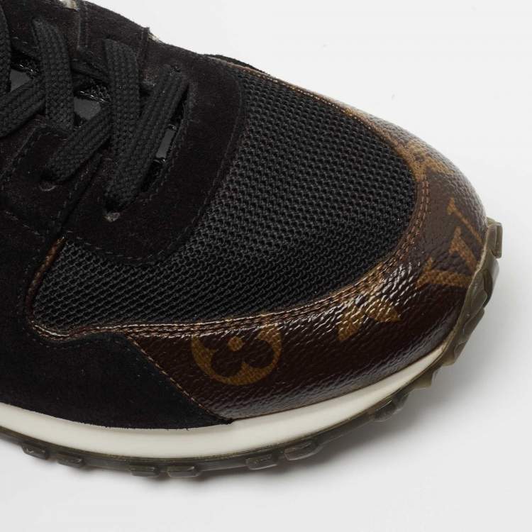 Pre Owned Louis Vuitton Brown Canvas and  Mesh Run Away Sneakers Size 40