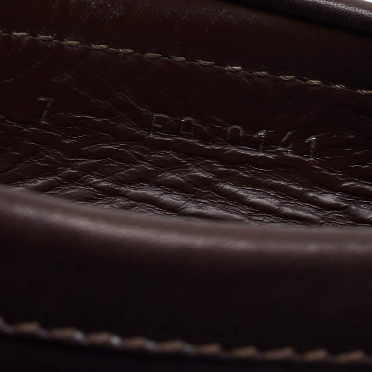 Pre Owned Louis Vuitton Brown Leather Slip on Loafers Size 41