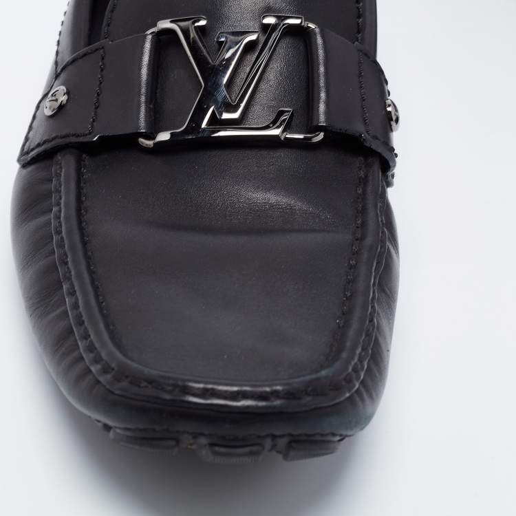 Pre Owned Louis Vuitton Black Leather Monte Loafers Size 41 