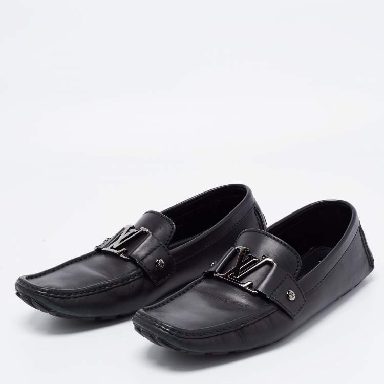 Pre Owned Louis Vuitton Black Leather Monte Loafers Size 41 