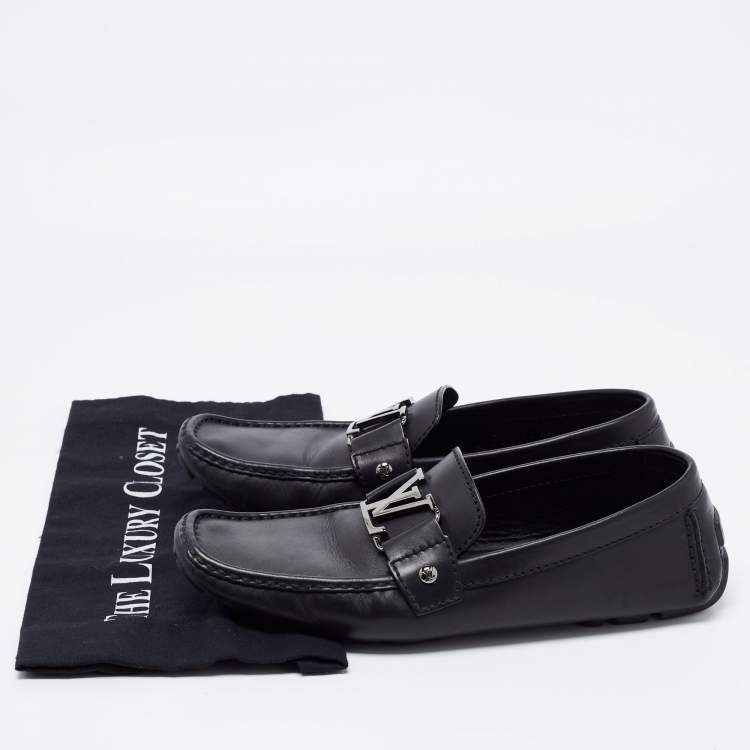Pre Owned Louis Vuitton Black Leather Monte Loafers Size 41 