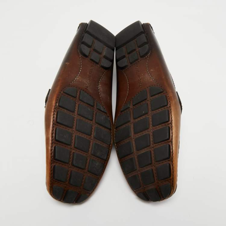 Pre Owned Louis Vuitton Brown Leather Monte Loafers Size 40.5 