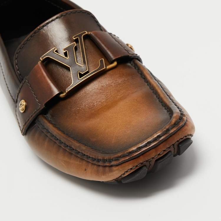 Pre Owned Louis Vuitton Brown Leather Monte Loafers Size 40.5 