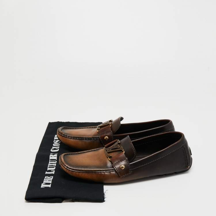 Pre Owned Louis Vuitton Brown Leather Monte Loafers Size 40.5 