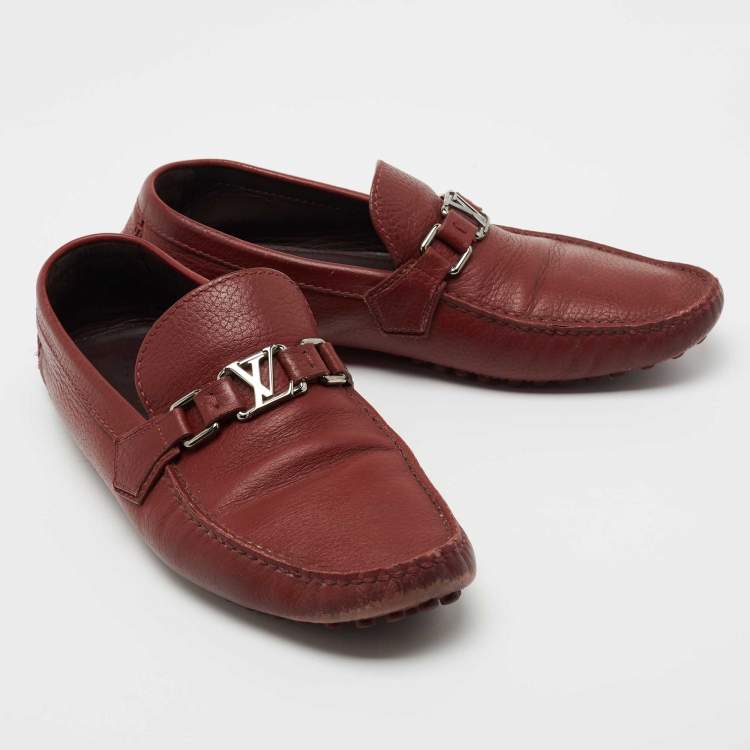 Pre Owned Louis Vuitton Red Leather Hockenheim Loafers Size 45 