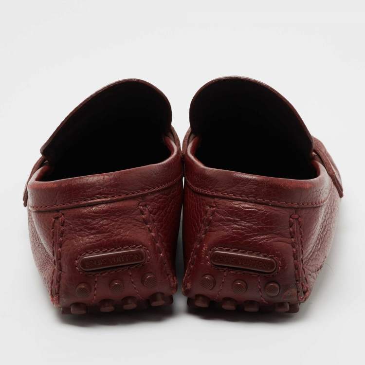 Pre Owned Louis Vuitton Red Leather Hockenheim Loafers Size 45 