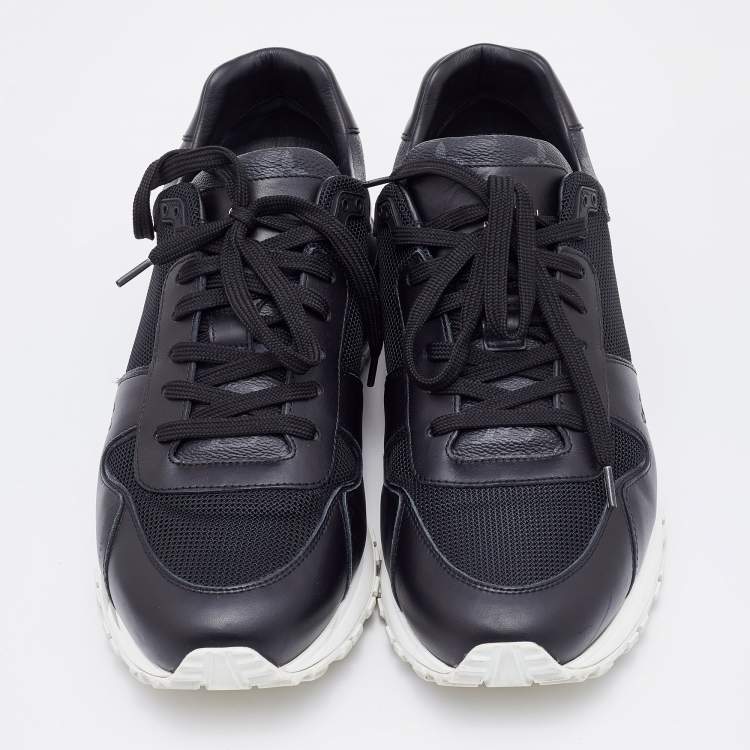 Pre Owned Louis Vuitton Black Mesh and Damier Graphite Canvas Runaway Sneakers Size 42