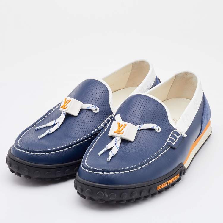 Louis Vuitton Blue/White Leather S-Lock Driving Loafers Size 40 Louis  Vuitton | The Luxury Closet