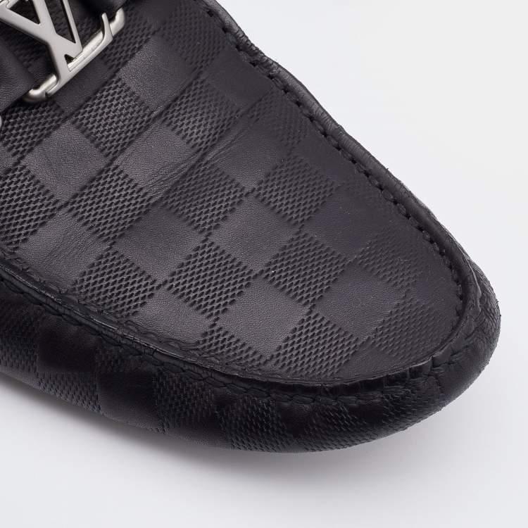 Pre Owned Louis Vuitton Black Damier Infini Leather Hockenheim Slip on Loafers Size 41