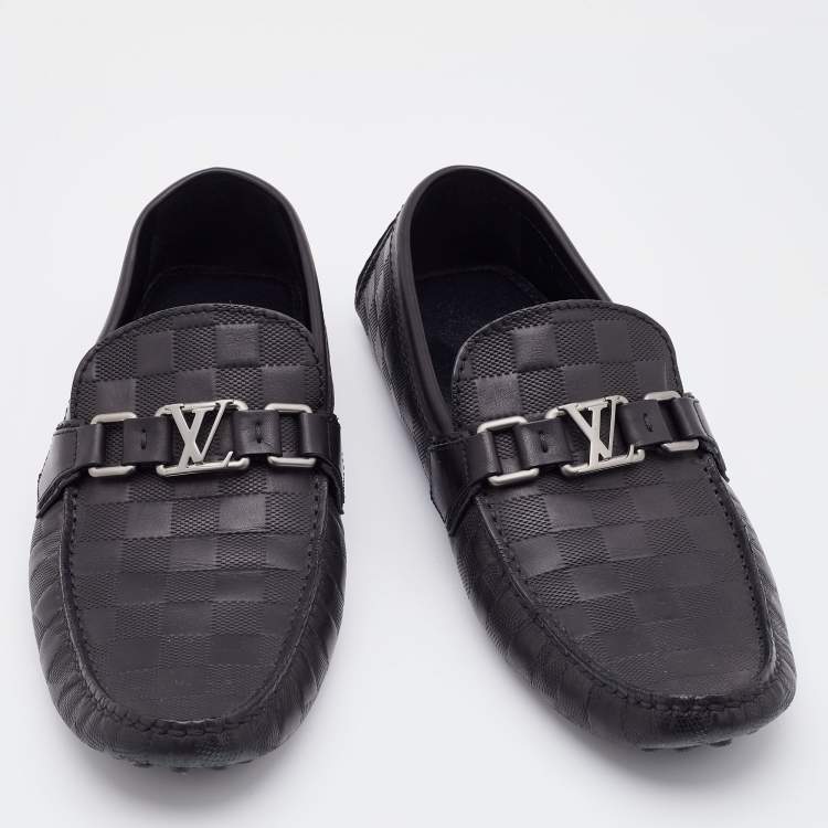Pre Owned Louis Vuitton Black Damier Infini Leather Hockenheim Slip on Loafers Size 41