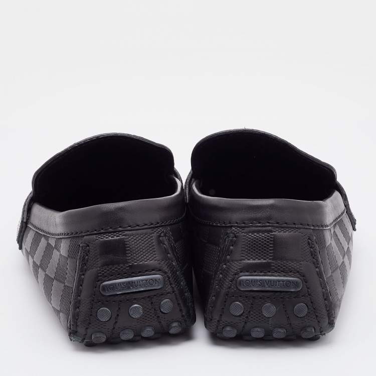 Pre Owned Louis Vuitton Black Damier Infini Leather Hockenheim Slip on Loafers Size 41