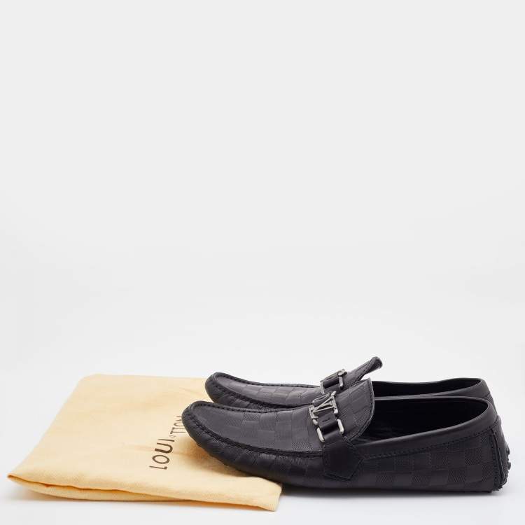 Pre Owned Louis Vuitton Black Damier Infini Leather Hockenheim Slip on Loafers Size 41