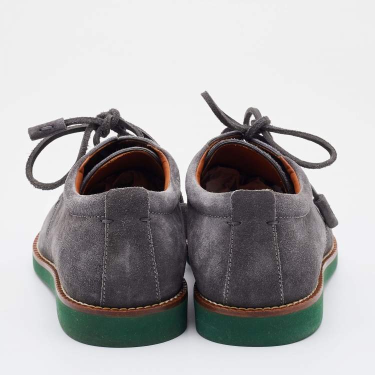 Pre Owned Louis Vuitton Slate Grey Suede Lace Up Derby Size 41