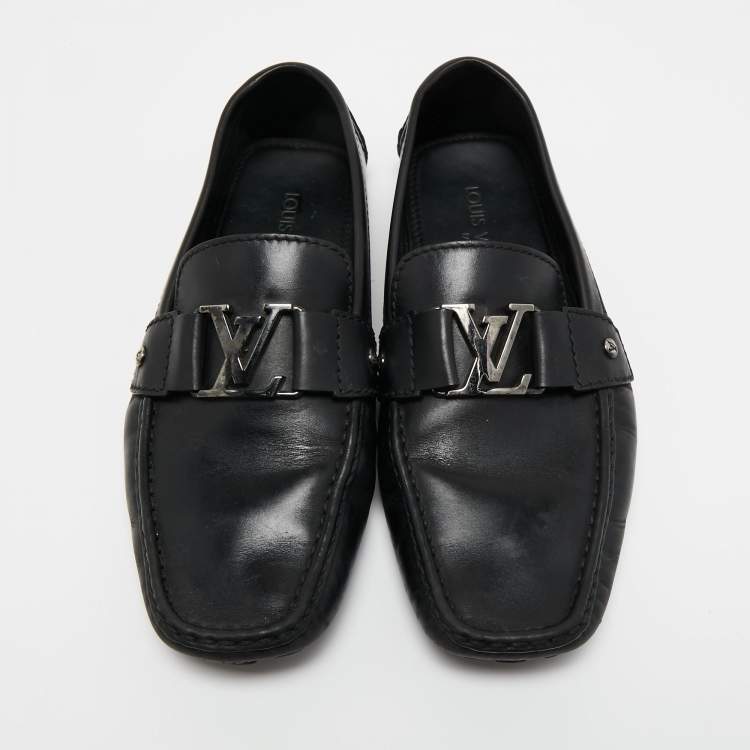Pre Owned Louis Vuitton Black Leather Monte Carlo Loafers Size 42