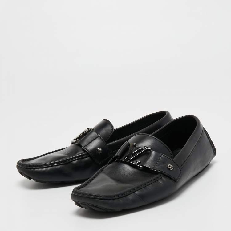 Pre Owned Louis Vuitton Black Leather Monte Carlo Loafers Size 42