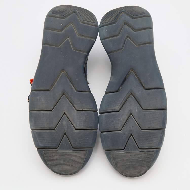 مملوكة مسبقًا Louis Vuitton Navy Blue/Black Damier Knit Fabric Fastlane Low Top Sneakers Size 42.5