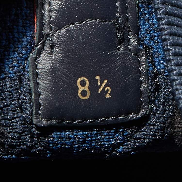 مملوكة مسبقًا Louis Vuitton Navy Blue/Black Damier Knit Fabric Fastlane Low Top Sneakers Size 42.5