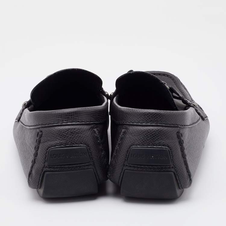Pre Owned Louis Vuitton Black Leather Monte Carlo Slip On Loafers Size 43