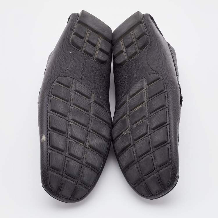 Pre Owned Louis Vuitton Black Leather Monte Carlo Slip On Loafers Size 43