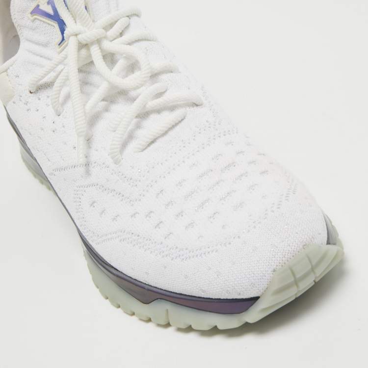 Pre Owned Louis Vuitton White Knit Fabric V.N.R Low Top Sneakers Size 43.5