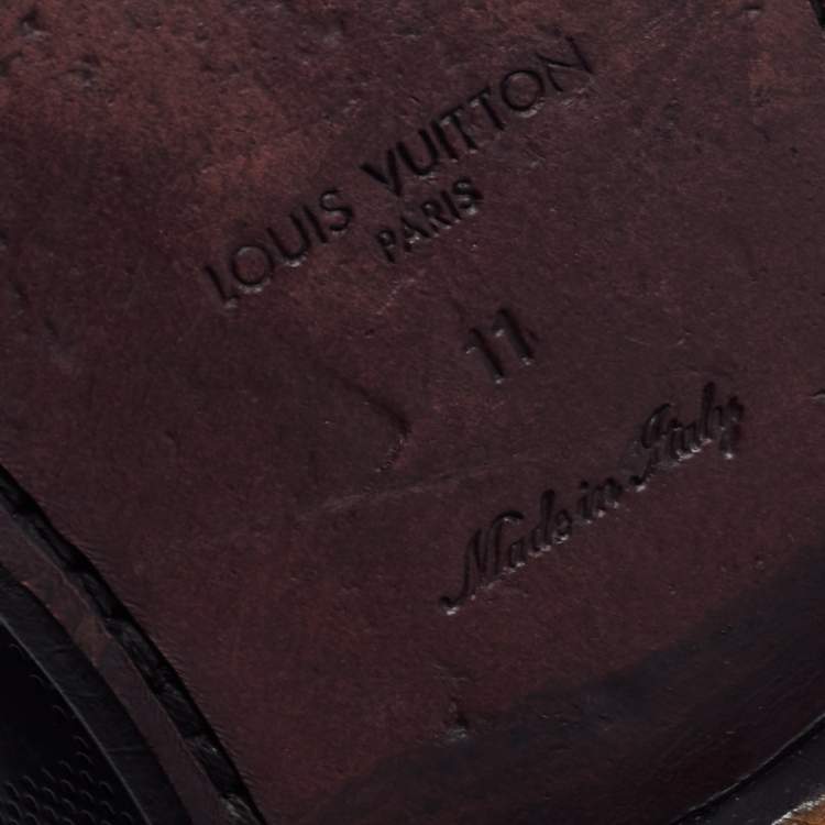 Pre Owned Louis Vuitton Black Damier Leather Santiago Loafers Size 45
