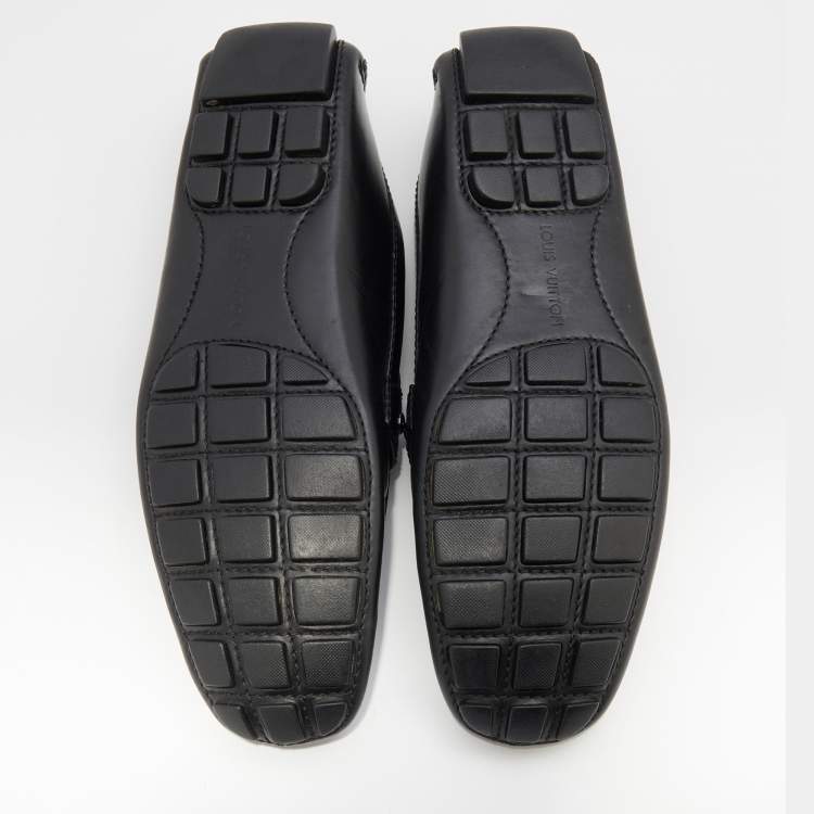مملوكة مسبقًا Louis Vuitton Black Leather Monte Carlo Slip On Loafers Size 42.5